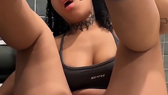 Big Beautiful Black Beauty Almost Gets Caught While Self-Pleasuring In The Gym Restroom.